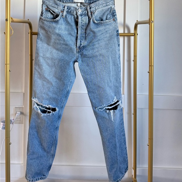 AGOLDE 90s pinch waist high waist straight jeans in backdrop blue Womens size 27 - Picture 2 of 6
